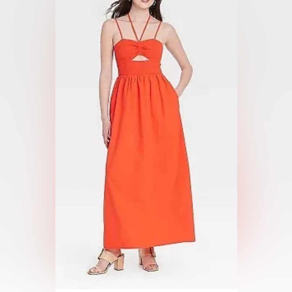☀️ Universal Thread Women's Smocked Cut-Out Maxi Dress Casual Sundress, size M